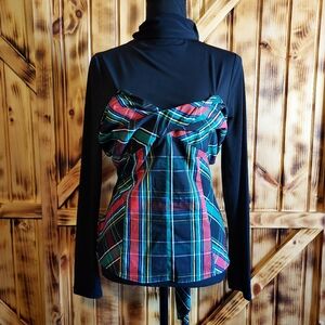 NWT New York & Company Plaid Bustier Turtleneck Size medium